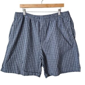 CHEROKEE x VINTAGE pull on boxer style shorts with pockets in‎ blue plaid size L